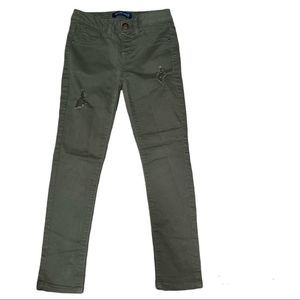 Blue spice sz 10 big girls stretch skinny leg olive green distressed jeans